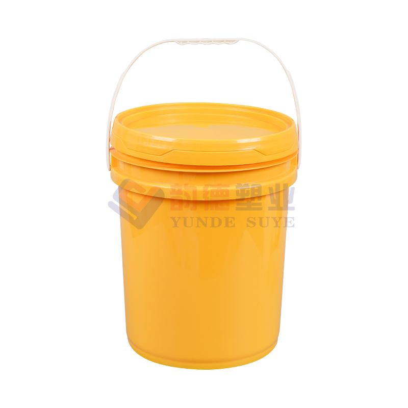 Cubo de plástico PP amarillo estilo americano de 20L con tapa